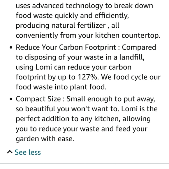 LOMI Classic Electric Kitchen Composter Smart Waste White New Open Box Fertilize - Picture 9 of 16